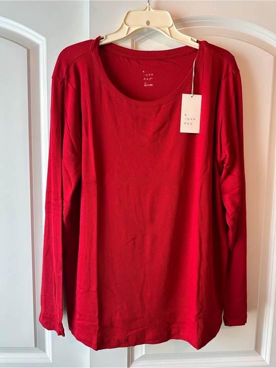 Target Tops - Target Women's Long Sleeve Scoop Neck Top - Red
